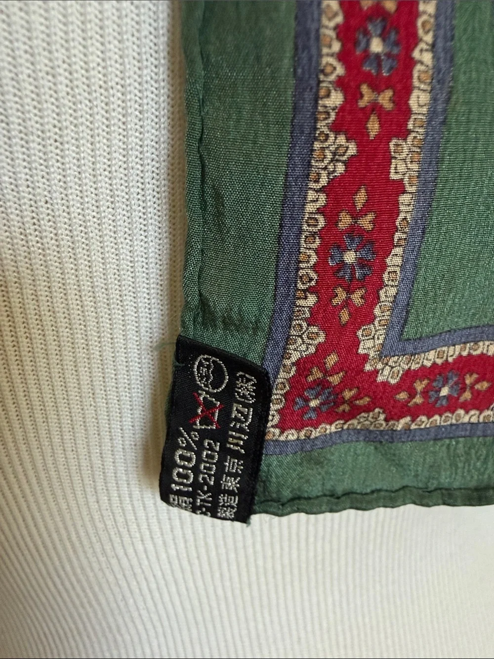 Valentino Garavani Large 31x31 Silk Paisley Scarf Blue Green